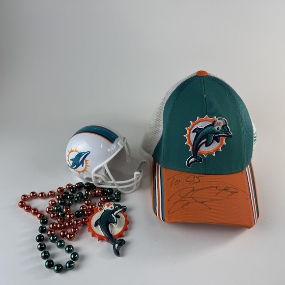 Other - Miami Dolphins Hat Cap Strap Back Mens Teal Orange NFL Football Autograph Reebok